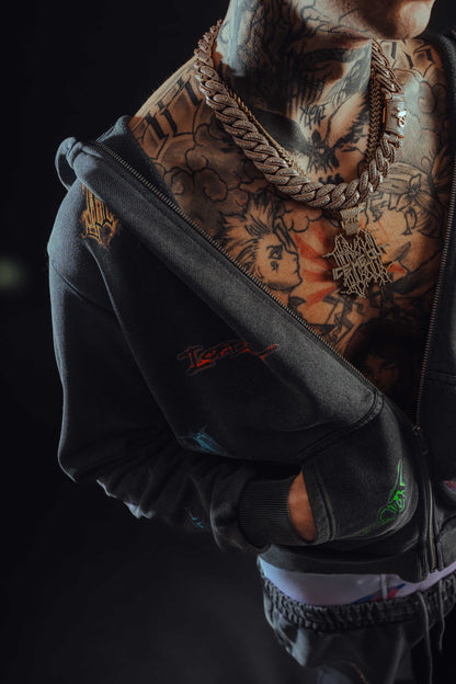 ZIP-UP MIKINA „ICEDOUT WINTER 25“ (WASHED GREY)